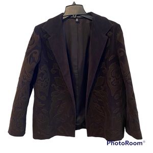 Linda Allard Ellen Tracy Brown Corduroy Blazer Jacket Wool Appliqué Women’s 12